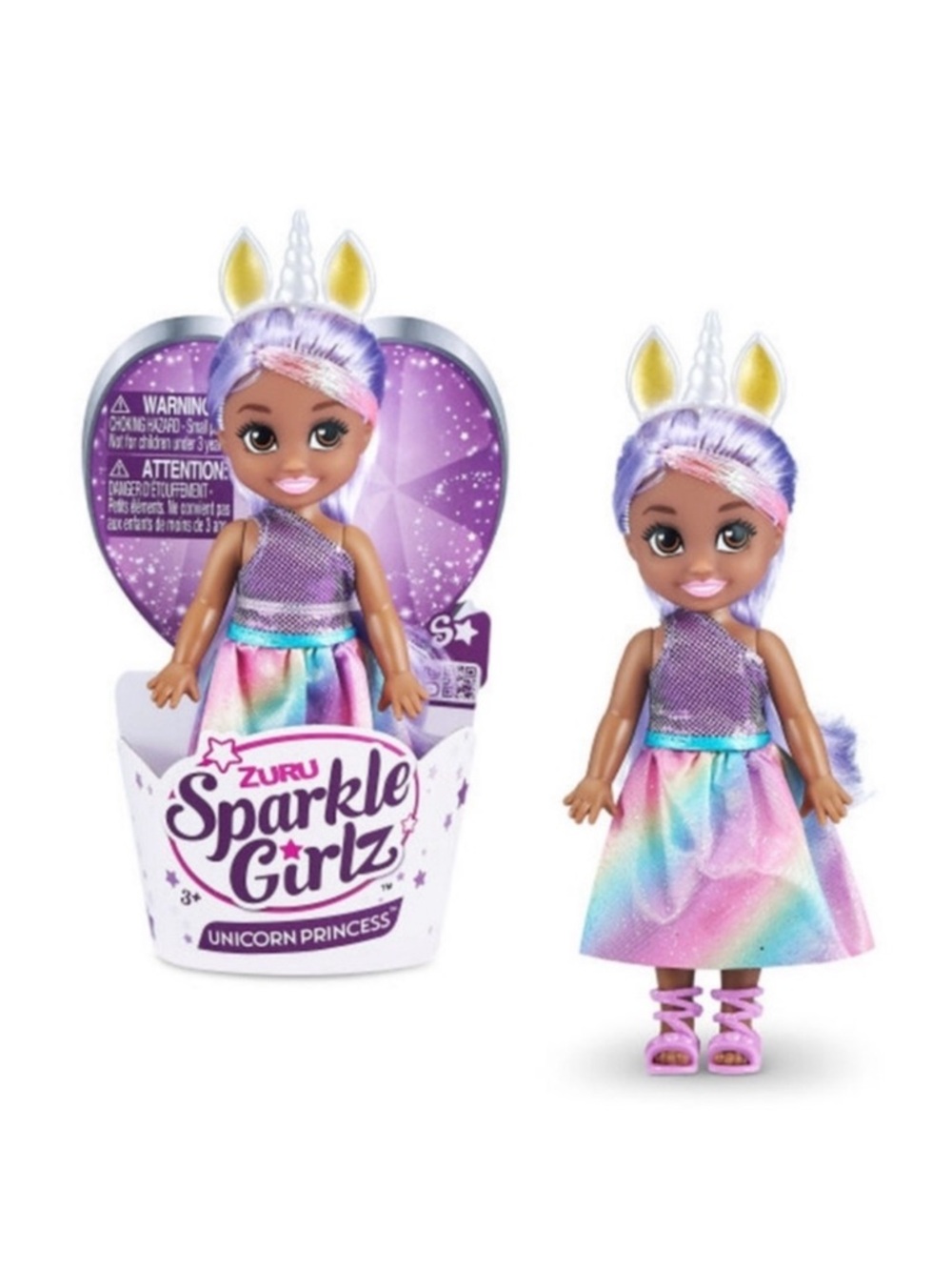 Zuru Sparkle Girlz Unicorn Princess Purple Hair with Rainbow Dress Mini …